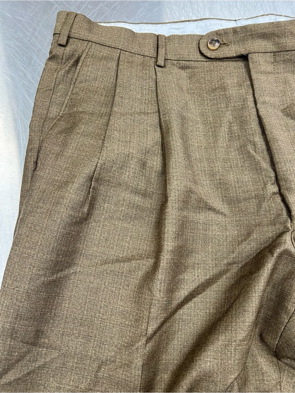 Joseph Fancy Weave 100% Wool Jos. A. Bank Brown Pleated Dress Pants Mens 38 Reg